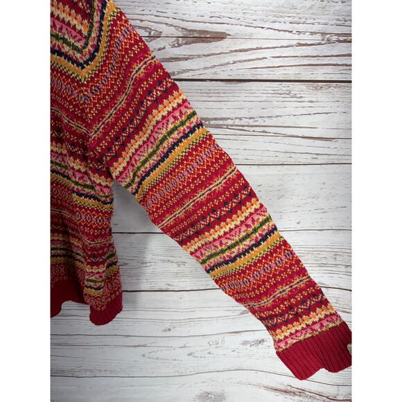 Vintage Tiara Women Red Knit Nordic Fair Isle Full Zip Sweater Size 2X - Picture 5 of 13